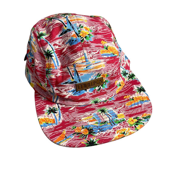 Mishka MNWKA 5 Panel Hat Cap Strapback Tropical Mens Pink Blue Cotton Twill - Picture 1 of 10